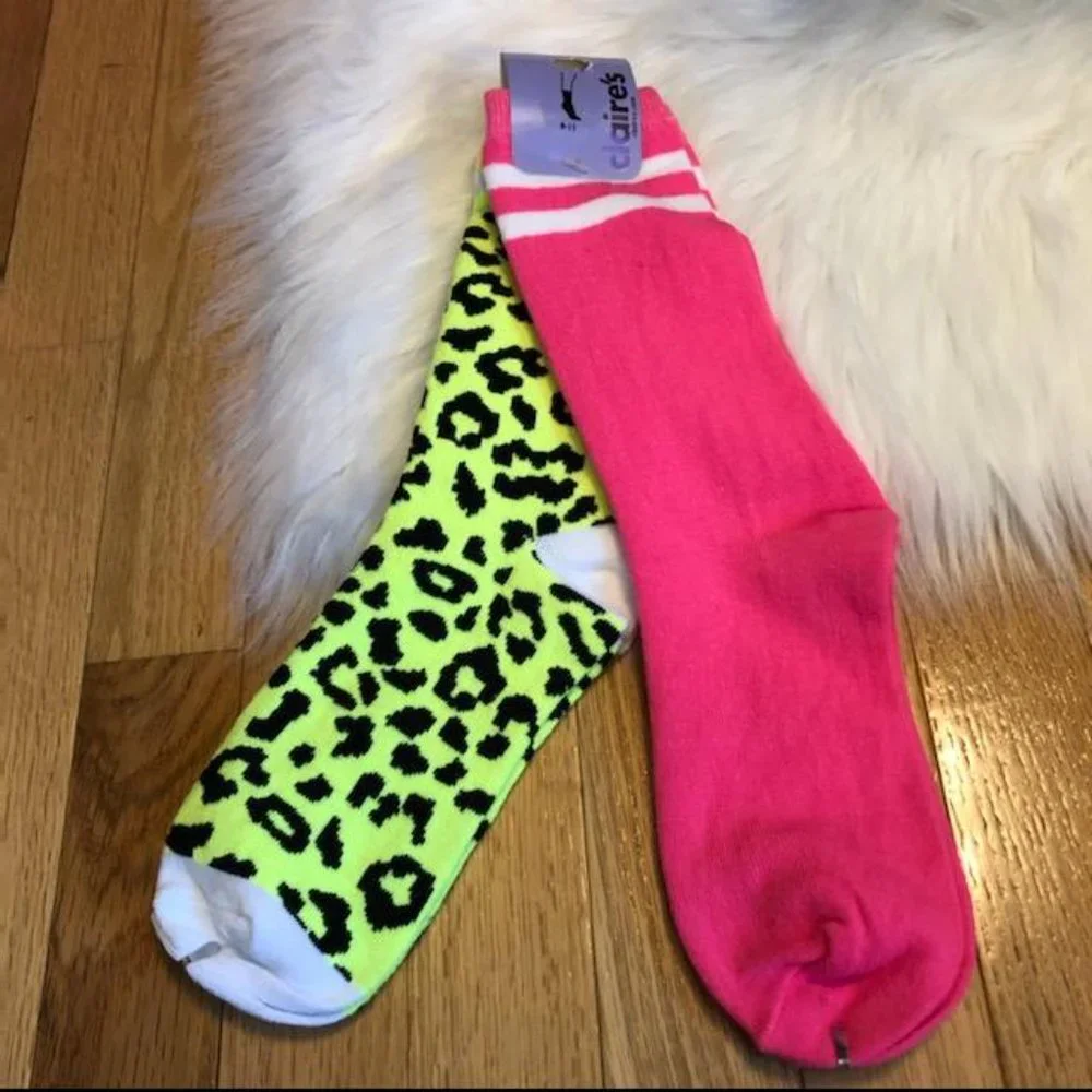 Over the Knee Neon Socks & Neon Hair Accessory Set